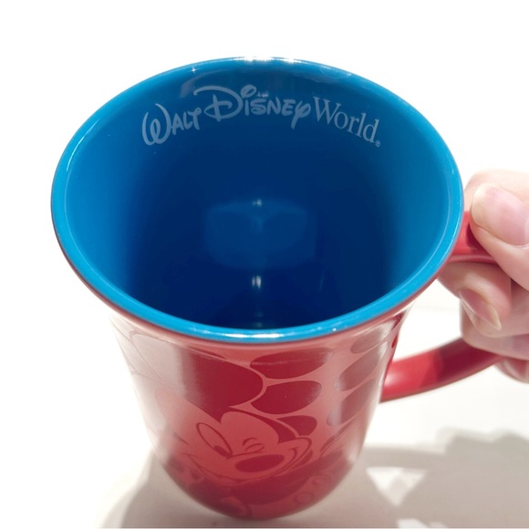 Walt Disney World Mickey Mouse Mug Red Blue Interior Ceramic Authentic Parks Cup - Picture 4 of 10